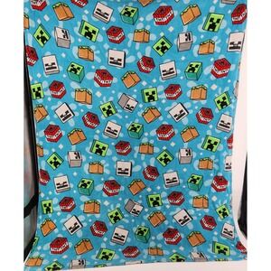 Minecraft Blue Fleece Throw Blanket Creeper TNT Skeleton Jay Franco 2022